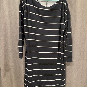 Maurices Black and Cream Striped Long Sleeve Dress